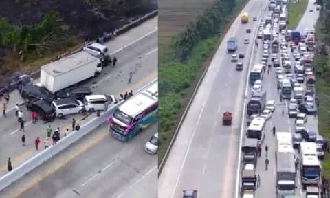 Asap Pembakaran Lahan Akibatkan Kecelakaan Beruntun di Tol Pejagan-Pemalang