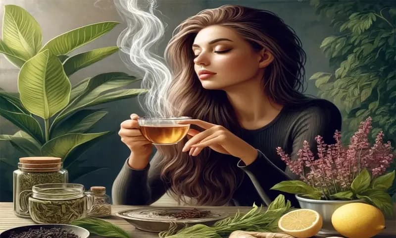 Ilustrasi seseorang menikmati air rebusan herbal untuk membantu menurunkan berat badan. (Foto: PARBOABOA/Fika)