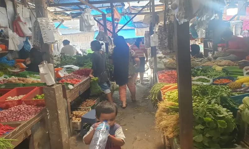 Suasana pasar tradisional yang didatangi ibu rumah tangga untuk berbelanja kebutuhan pangan. (Foto: PARBOABOA/Fika)
