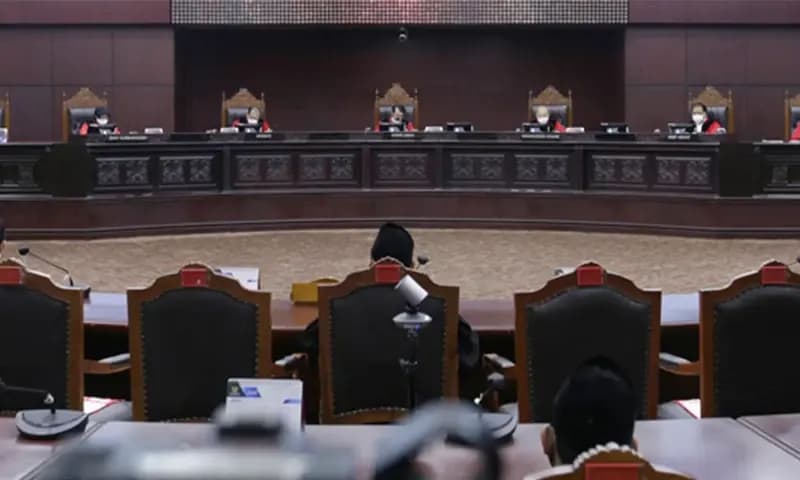 MK putuskan menolak permohonan pengujian Undang-Undang Nomor 7 Tahun 2017 tentang Pemilu dari sistem terbuka menjadi sistem tertutup. (Foto: Dok. Mahkamah Konstitusi)