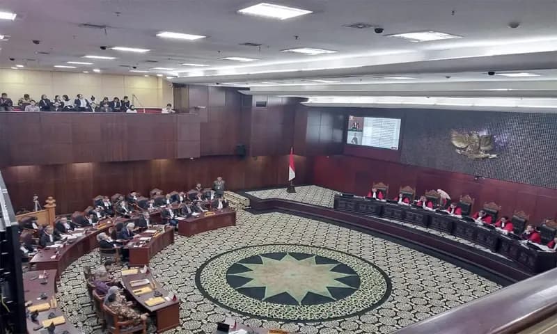 Suasana sidang di Mahkamah Konstitusi dalam sengketa Pilpres 2024. (Foto: PARBOABOA/Norben Syukur)