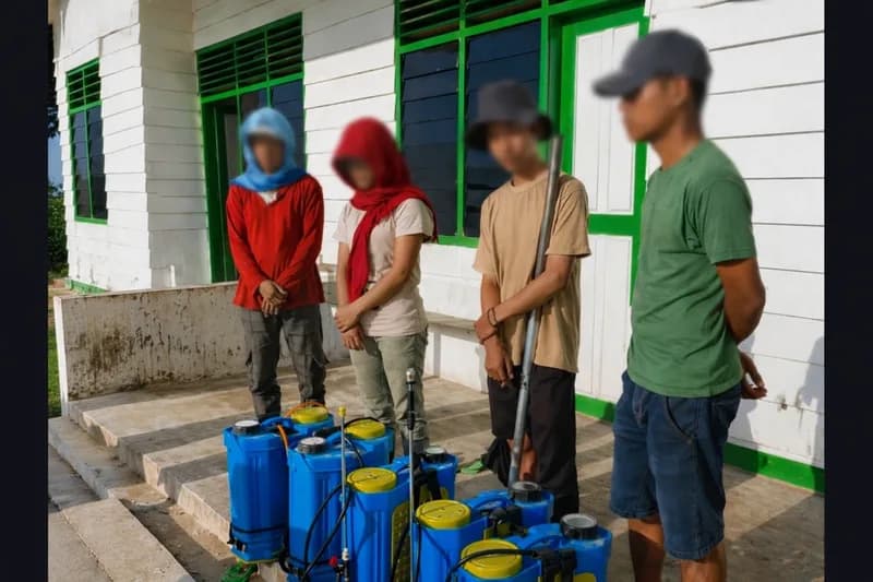 1’Buruh hantu’ perempuan bersiap bekerja di ladang sawit Batang Gadis, Mandailing Natal (Foto: koleksi SERBUNDO)