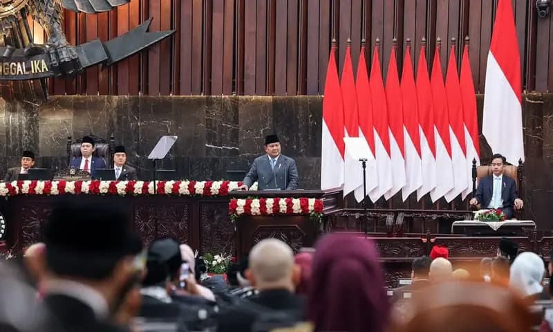 Presiden Prabowo sampaikan RUU APBN 2026 dalam kesempatan pidato di Gedung DPR RI (Foto: IG/@presidenrepublikindonesia).