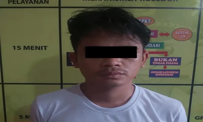 tersangka kasus asusila di Pematang Siantar telah diamankan pihak kepolisian. (Foto: Humas Polres Pematang Siantar)