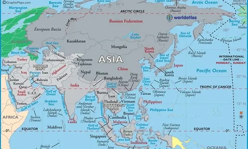 Peta Benua Asia (dok WORLD ATLAS)