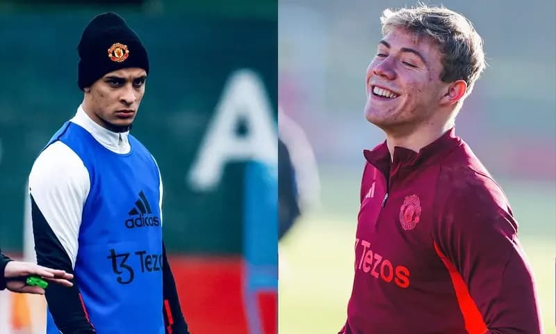 Duo andalan Manchester United (MU), Rasmus Hojlund (kanan) dan Antony (kiri). (Foto: Instagram/@manchesterunited)