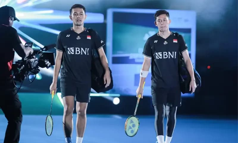 Ganda putra Indonesia, Fajar Alfian/Muhammad Rian Ardianto gagal melaju ke babak selanjutnya di turnamen China Open 2023 usai kalah dari Denmark. (Foto: PBSI)