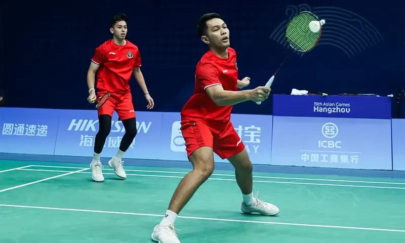 Ganda putra Indonesia, Fajar Alfian/Muhammad Rian Ardianto, gagal di perempat final Asian Games 2022 cabang olahraga bulutangkis. (Foto: PBSI)