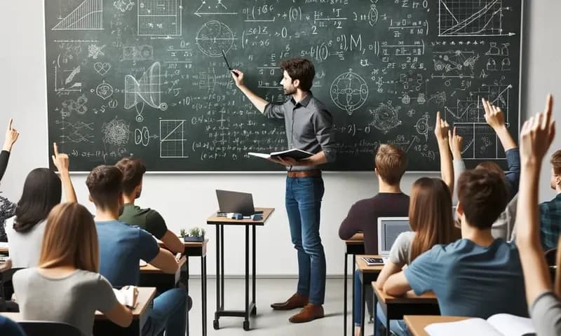 Ilustrasi dosen mengajar di depan kelas mahasiswa. (Foto: PARBOABOA/Yohana)