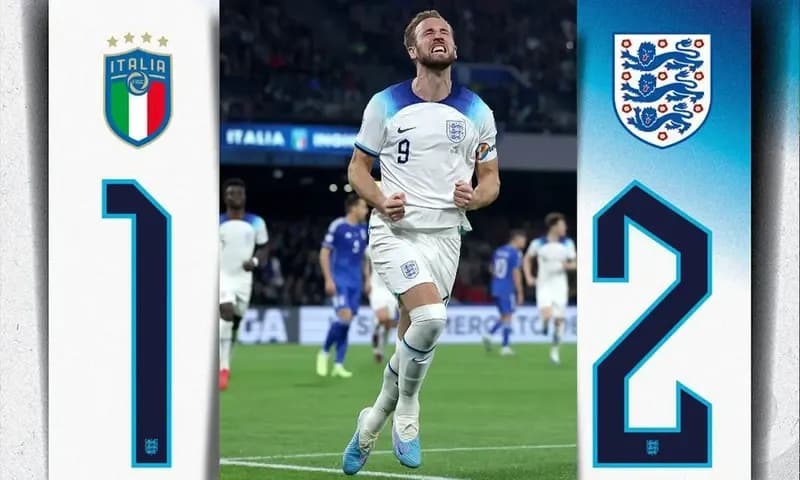 Dalam pertandingan Kualifikasi Euro 2024 Grup C yang berlangsung di Stadio Diego Armando Maradona, Naples pada Jumat (24/3/2023) dini hari WIB, Italia harus mengakui keunggulan Inggris dengan skor 1-2. (Foto: Instagram/@england)