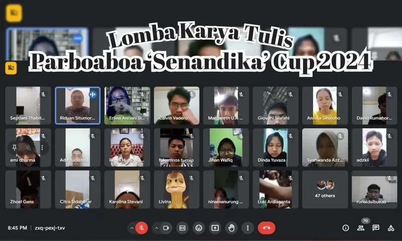 Potret pertemuan daring peserta lomba karya tulis. (PARBOABOA/David Rumahorbo)