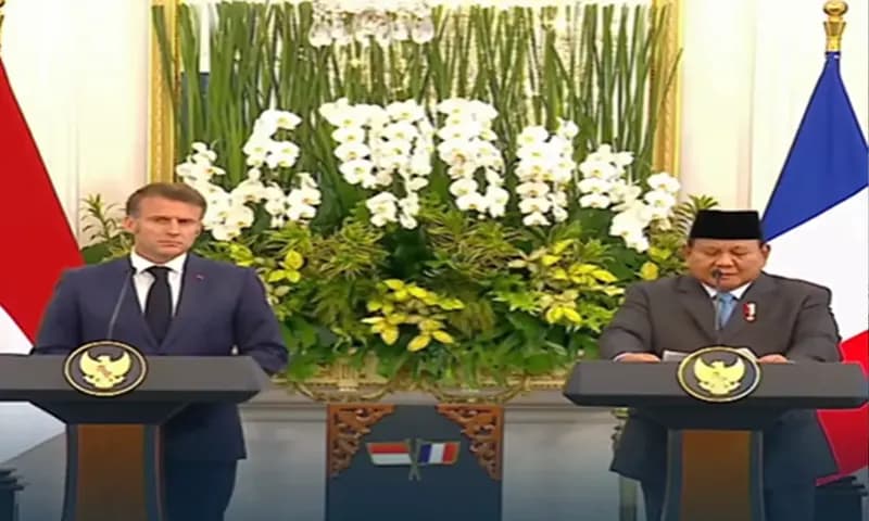 Konferensi pers bersama Presiden Prabowo dan Presiden Macron. (Foto:Instagram)