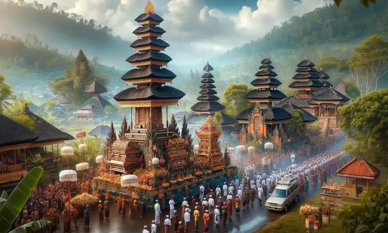 Ilustrasi upacara adat Ngaben di Bali (Foto: Parboaboa/Ratni)