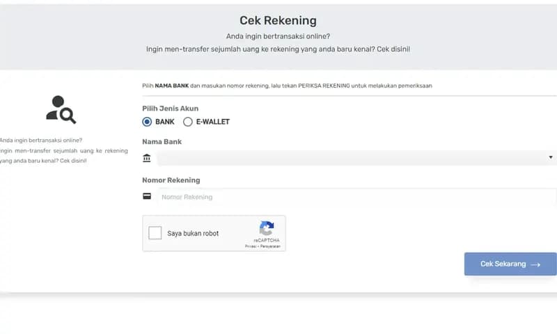 Cara Cek Identitas Lewat No Rekening Bank (Foto:Tangkapan Layar/cekrekening)