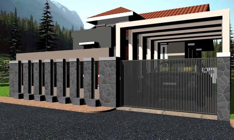 Ilustrasi pagar rumah minimalis modern