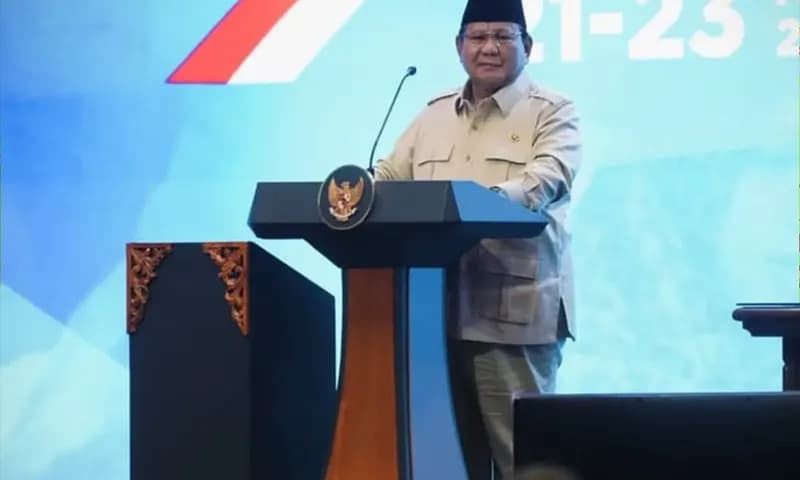 Presiden Prabowo Subianto memberikan pembekalan untuk guru dan kepala Sekolah Rakyat di JIExpo Kemayoran, Jakarta, Jumat (22/8/2025). (Foto: Dok. ANTARA)