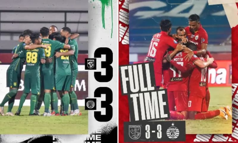 Pertandingan Persebaya vs Persija berakhir Imbang (Foto: Instagram/@Persebaya dan Instagram/@Persija)