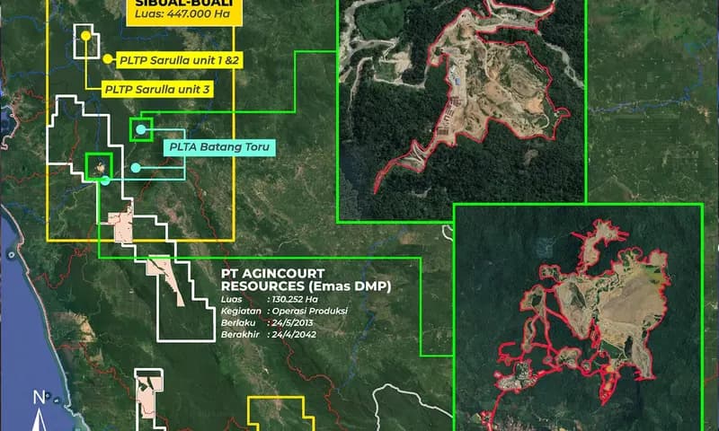 Peta eksploitasi hutan oleh sejumlah perusahaan di Pulau Sumatra yang disanyalir menyebabkan banjir dan longsor (Foto: dok. JATAM)