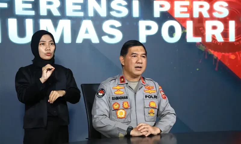 Kepala Biro Penerangan Masyarakat (Karopenmas) Divisi Humas Polri, Brigjen. Pol. Ahmad Ramadhan dalam konferensi pers pada Selasa, 26 Juli 2023. (Foto: Polri)