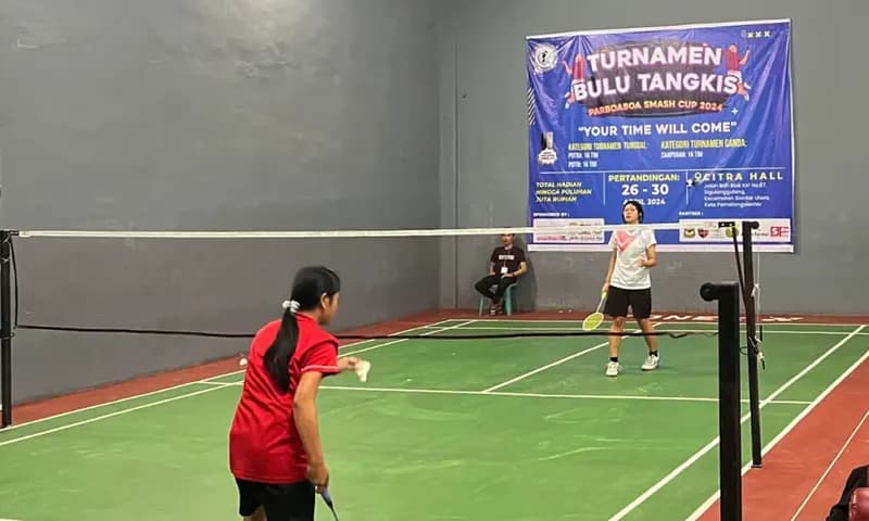 Peserta Kategori Tunggal Putri dalam pertandingan PARBOABOA Smash Cup 2024 (Foto: PARBOABOA/Jeff Gultom)