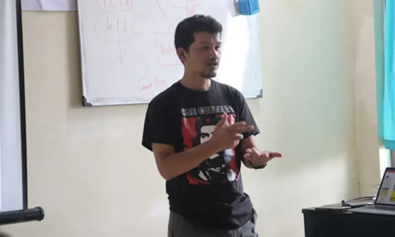Ketua AJI Medan, Tonggo Simangunsong. (Foto: PARBOABOA/Rizal Tanjung)