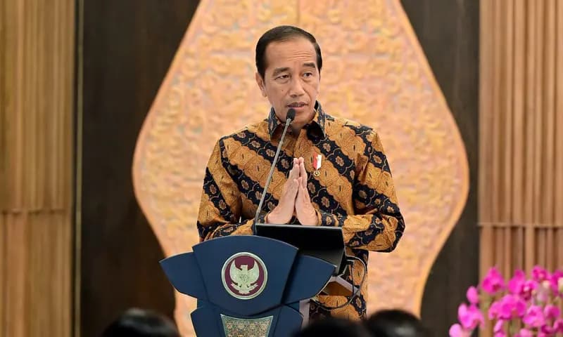 Sosok Jokowi Yang Sedang Melakukan Pidato. (Foto: X/@jokowi)