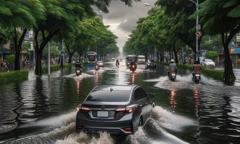 Ilustrasi banjir di DKI Jakarta pada Kamis (29/02/2024) akibat hujan deras sejak dini hari. (Foto: PARBOABOA/Norben)