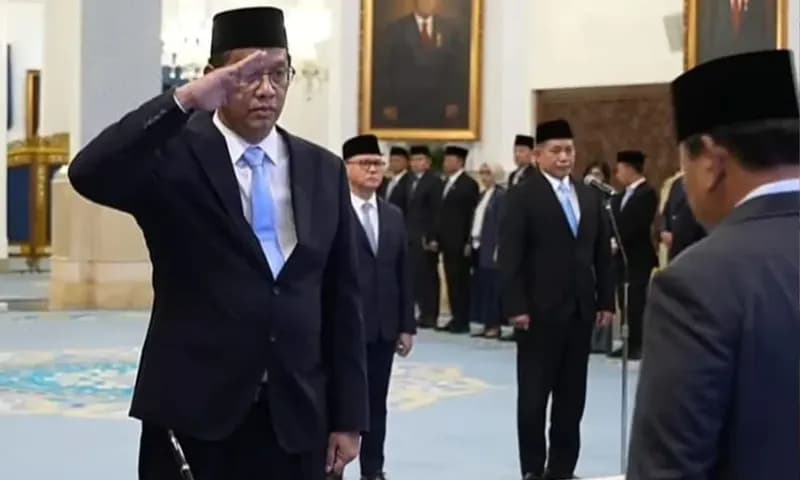 Presiden RI Prabowo Subianto melantik Purbaya Yudhi Sadewa sebagai Menteri Keuangan di Istana Negara, Jakarta, Senin (8/9/2025). (Foto: Do. ANTARA)