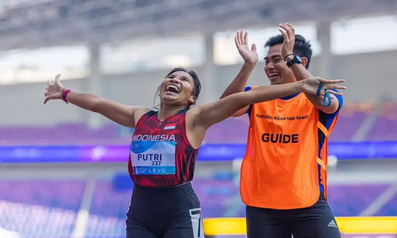 Ni Made Arianti meraih medali emas di cabang olahraga para atletik di Asian Para Games 2023 pada Selasa (23/10/2023) (Foto: NPC Indonesia)