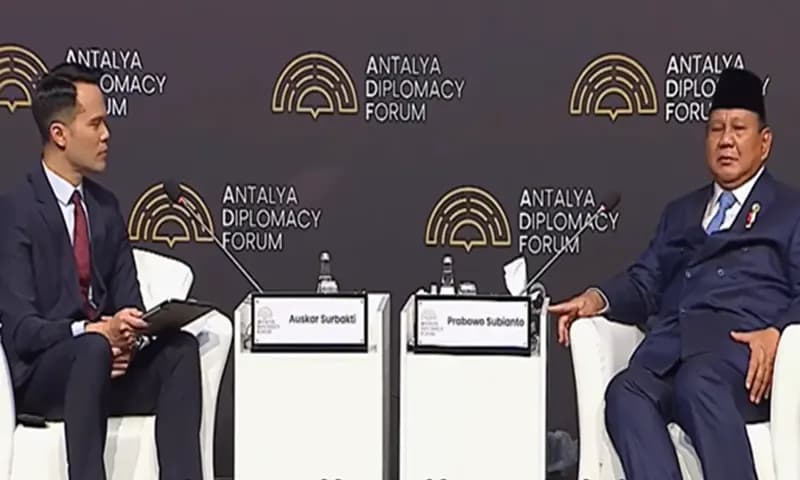 Presiden Prabowo Sebagai Pembicara di Antalya Diplomacy Forum di Turki. (Foto: Instagram/@Presidenrepublikindonesia)