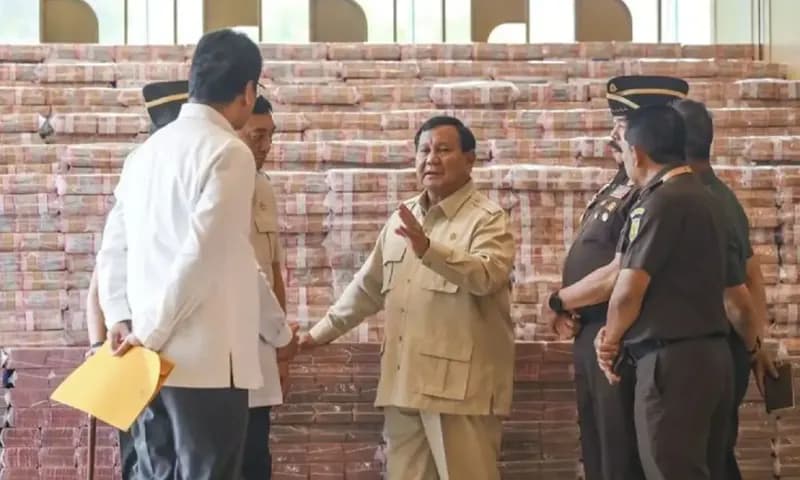 Prabowo Saksikan Kejagung Kembalikan Triliunan Rupiah Uang Korupsi CPO ke Kas Negara, (Foto: Dok. ANTARA)