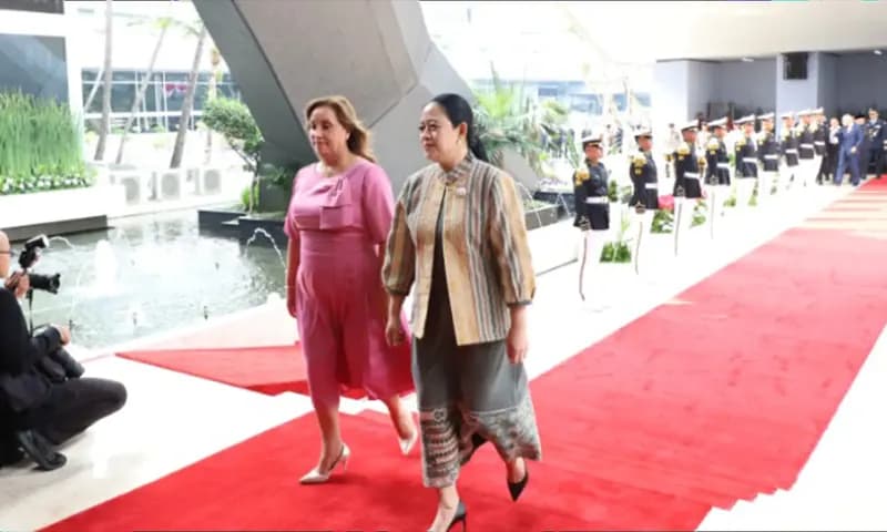 Ketua DPR RI Puan Maharani menerima kunjungan Presiden Republik Peru Dina Ercilia Boluarte Zegarra di Gedung Nusantara. (Dok. Antara)