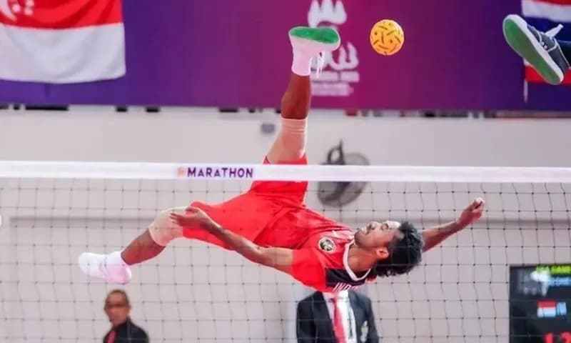 Final Men Double Event, Indonesia vs Malaysia. Kemenangan Kedua Tim Sepaktakraw Indonesia di 32nd Sea Games Cambodia (Foto: Instagram/pbpsti.official)