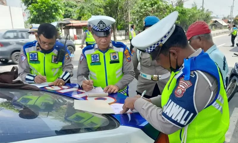 Kepolisian Resor (Polres) Tebing Tinggi, Sumatra Utara akan kembali menerapkan tilang konvensional atau manual dalam waktu dekat. (Foto: PARBOABOA/Anshori)